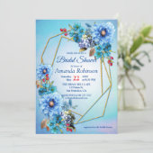 水図解入りの、写真付きの彩月花ブライダルシャワー 招待状 (スタンド正面)