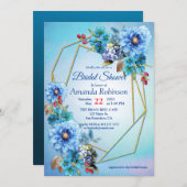 水図解入りの、写真付きの彩月花ブライダルシャワー 招待状 (正面/裏面)