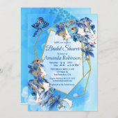 水図解入りの、写真付きの彩月花ブライダルシャワー 招待状 (正面/裏面)