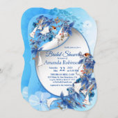 水図解入りの、写真付きの彩月花ブライダルシャワー 招待状 (正面/裏面)