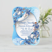 水図解入りの、写真付きの彩月花ブライダルシャワー 招待状 (スタンド正面)