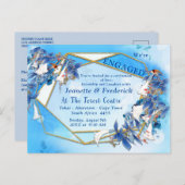 水図解入りの、写真付きの彩月花婚約 インビテーションポストカード (正面/裏面)