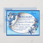 水図解入りの、写真付きの彩月花婚約 インビテーションポストカード (正面/裏面)