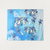 水図解入りの、写真付きの彩月花 タペストリー (正面(横))