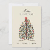 水図解入りの、写真付きの色のビクトリアンクリスマスツリー シーズンカード (正面)