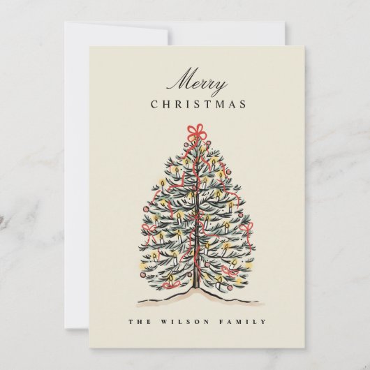 水図解入りの、写真付きの色のビクトリアンクリスマスツリー シーズンカード (正面)