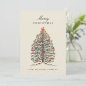 水図解入りの、写真付きの色のビクトリアンクリスマスツリー シーズンカード (スタンド正面)