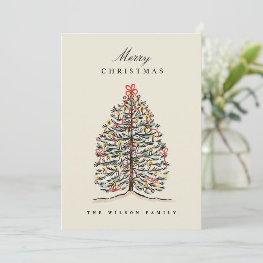 水図解入りの、写真付きの色のビクトリアンクリスマスツリー シーズンカード (スタンド正面)