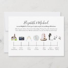 水図解入りの、写真付きの色の教会のタイムラ結婚イン 招待状