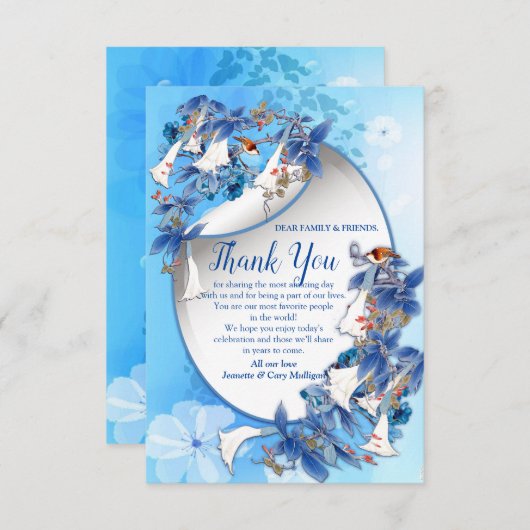 水図解入りの、写真付きの色の月の花 出欠カード (正面/裏面)