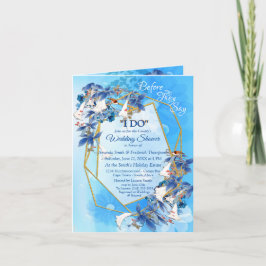 水図解入りの、写真付きの色の月花夫婦シャワー 招待状