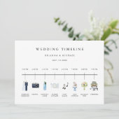 水図解入りの、写真付きの色の結婚式の日のタイムライン プログラム (スタンド正面)