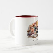 水図解入りの、写真付きの色コーヒー&良い本2対 ツートーンマグカップ (正面左)