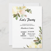 水図解入りの、写真付きの色フローラレッツパーティー 招待状 (正面)