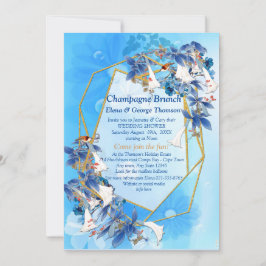 水図解入りの、写真付きの色ムーンフラワーカップルシャワー 招待状