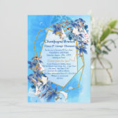 水図解入りの、写真付きの色ムーンフラワーカップルシャワー 招待状 (スタンド正面)