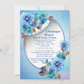 水図解入りの、写真付きの色ムーンフラワーカップルシャワー 招待状 (正面)