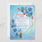 水図解入りの、写真付きの色ムーンフラワーカップルシャワー 招待状 (正面)