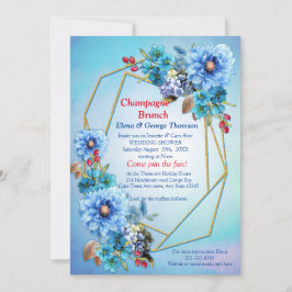 水図解入りの、写真付きの色ムーンフラワーカップルシャワー 招待状