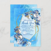 水図解入りの、写真付きの色ムーンフラワーサンキューカード 出欠カード (正面/裏面)