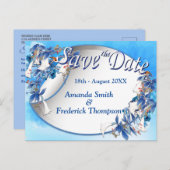 水図解入りの、写真付きの色ムーンフラワー日付の保存 案内ポストカード (正面/裏面)