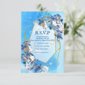 水図解入りの、写真付きの色ムーンフラワー 出欠カード (スタンド正面)