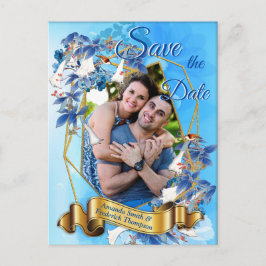 水図解入りの、写真付きの色月花日付を保存 案内ポストカード