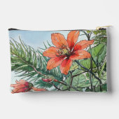 水図解入りの、写真付きの色植物性オレンジ色フローラ アクセサリーポーチ (裏面)