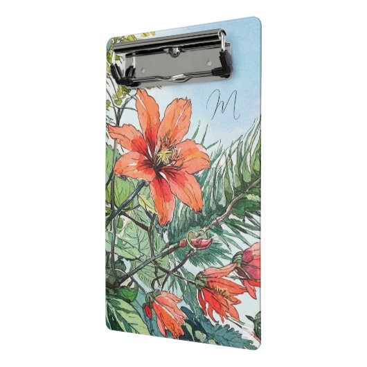 水図解入りの、写真付きの色植物性オレンジ色フローラ ミニクリップボード (アングル2)