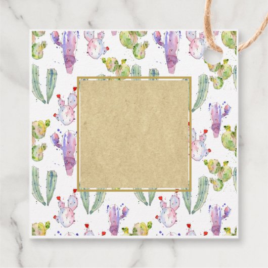 水図解入りの、写真付きの色CACTIフィエスタサンキューネーム フェイバータグ (裏面)