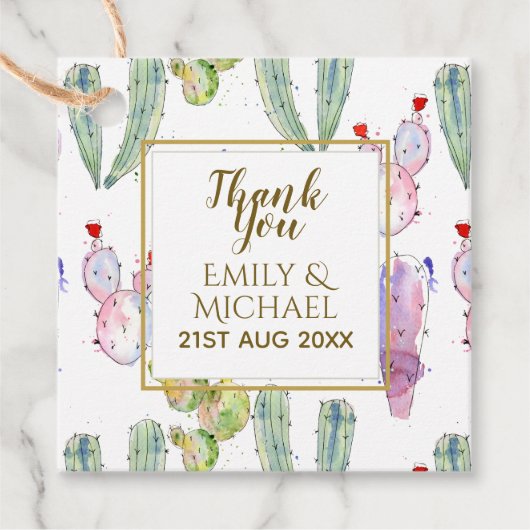 水図解入りの、写真付きの色CACTIフィエスタサンキューネーム フェイバータグ (正面)