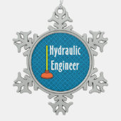 水圧技術者トイレプランジャー スノーフレークピューターオーナメント (正面)