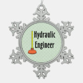 水圧技術者トイレプランジャー スノーフレークピューターオーナメント (正面)