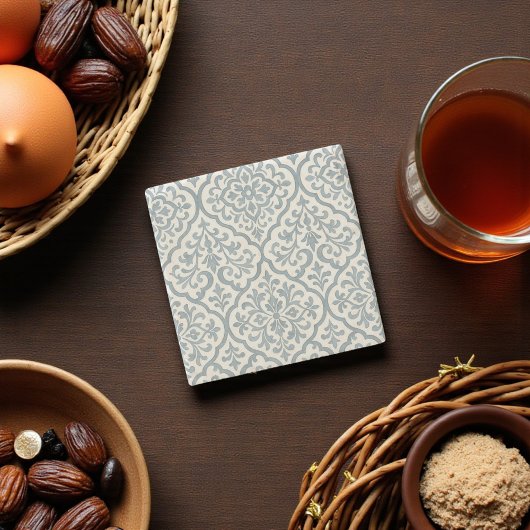 水地中海の色グレーアラベスクエレガント ストーンコースター