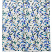 水地中海の色ブルーオリーブの枝 シャワーカーテン (正面)