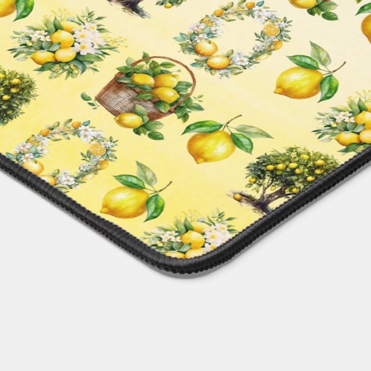 水地中海の色レモンクレステッドモノグラム デスクマット (コーナー)