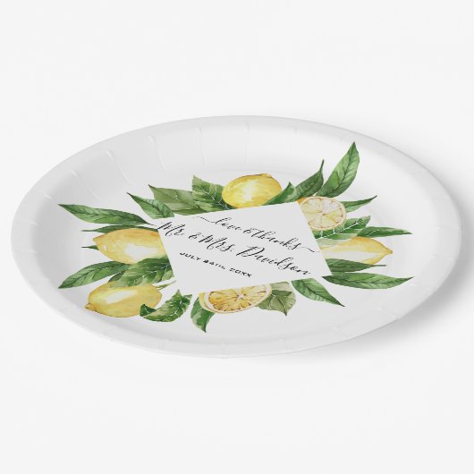 水地中海の色レモントロピカル結婚ズ ペーパープレート (アングル)