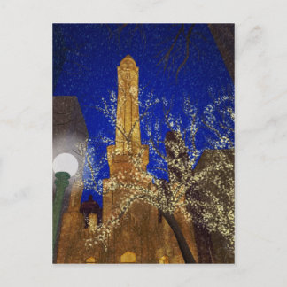 水塔で冬の夜 ポストカード