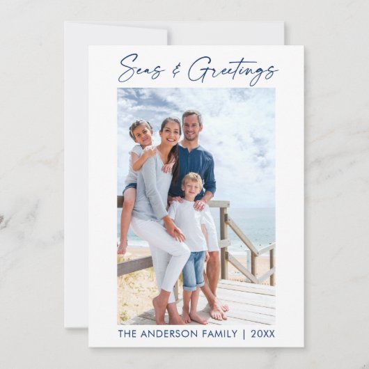 水墨海と挨拶ストライプの シーズンカード (正面)