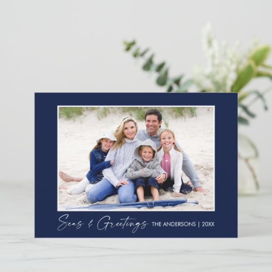 水墨海と挨拶フォトブルー シーズンカード (スタンド正面)