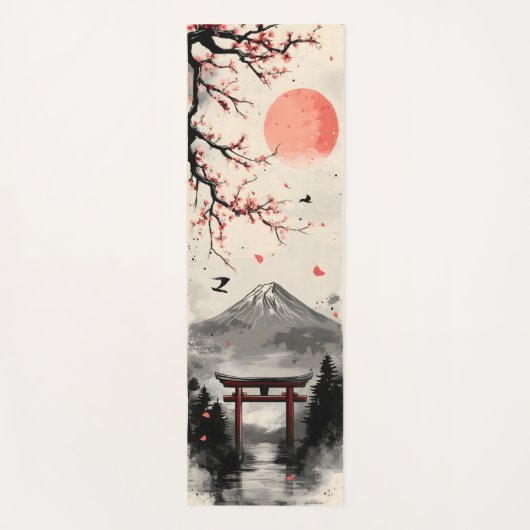 水墨画 富士山 ヨガマット (正面)