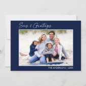 水墨青い海と挨拶の写真 シーズンカード (正面)