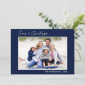 水墨青い海と挨拶の写真 シーズンカード (スタンド正面)