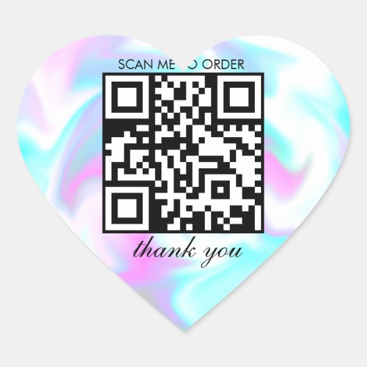 水大理石サンキューQRコードブティックビジネス ハートシール (正面)