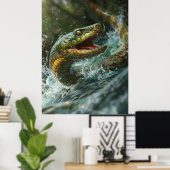 水威厳のあるポスターから飛び出すスネークフィッシュ ポスター (ホームオフィス)