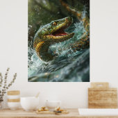 水威厳のあるポスターから飛び出すスネークフィッシュ ポスター (キッチン)