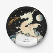 水威厳のある色ドラゴン誕生日 ペーパープレート (正面)