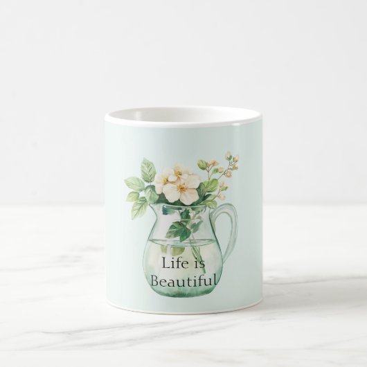 水差しに活けたミントの花 コーヒーマグカップ (中央)