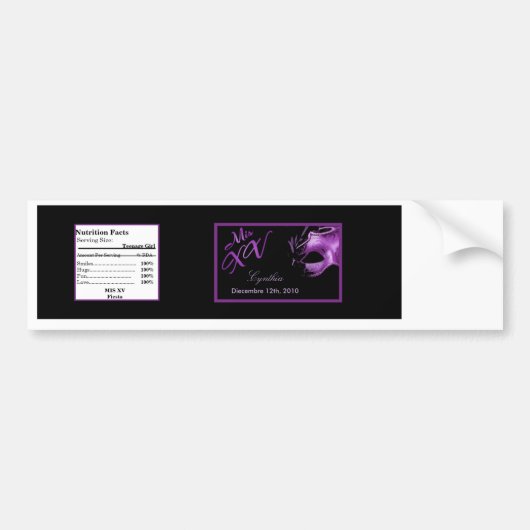 水差しのラベルMis XVの紫色Morado バンパーステッカー (正面)