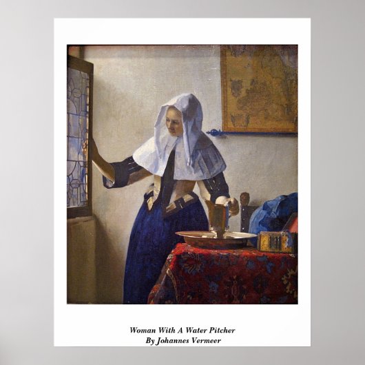 水差しの女性。By Johannes Vermeer ポスター (正面)